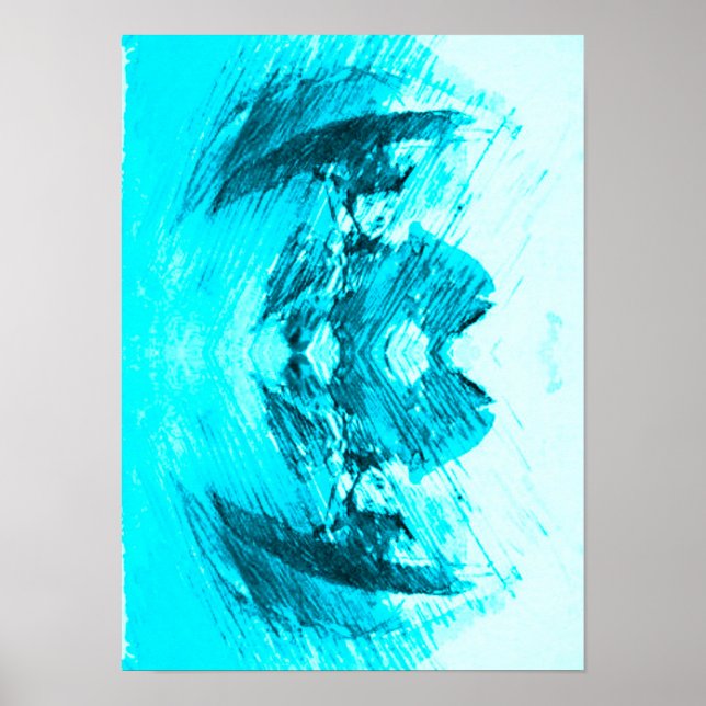 Poster Jour pluvieux en bleu (Devant)