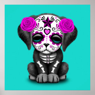 Poster Jour rose du chien chiot mort