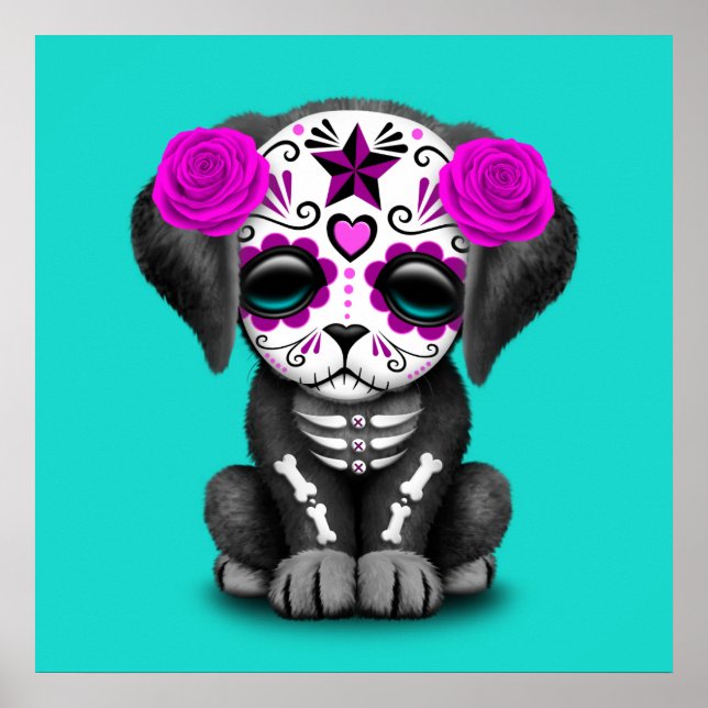 Poster Jour rose du chien chiot mort (Devant)