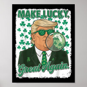 Poster Jour Saint-Patricks Trump soufflant la bulle gomme
