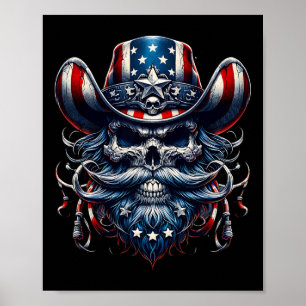 Poster Jour Usa Patriot Le Crâne Porté! 4 juillet 2024