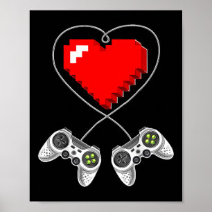 Poster Jour Vidéo Contrôleur Coeur Gamer Cadeaux Garçons