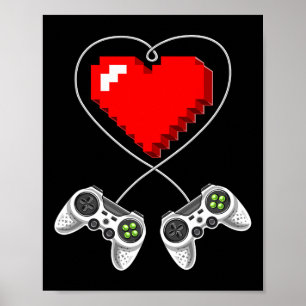 Poster Jour Vidéo Contrôleur Coeur Gamer Cadeaux Garçons