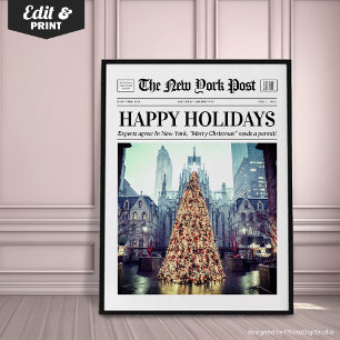 Poster Journal de Noël personnalisé, Art de Noël tendance