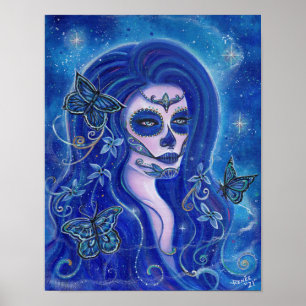 Poster Journée bleue des morts art par Renee Lavoie