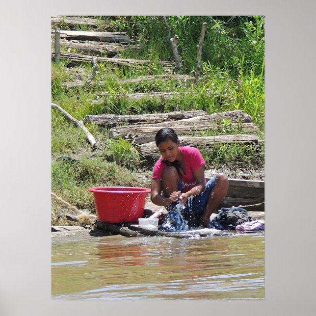 Poster Journée de blanchisserie sur la rivière (Devant)