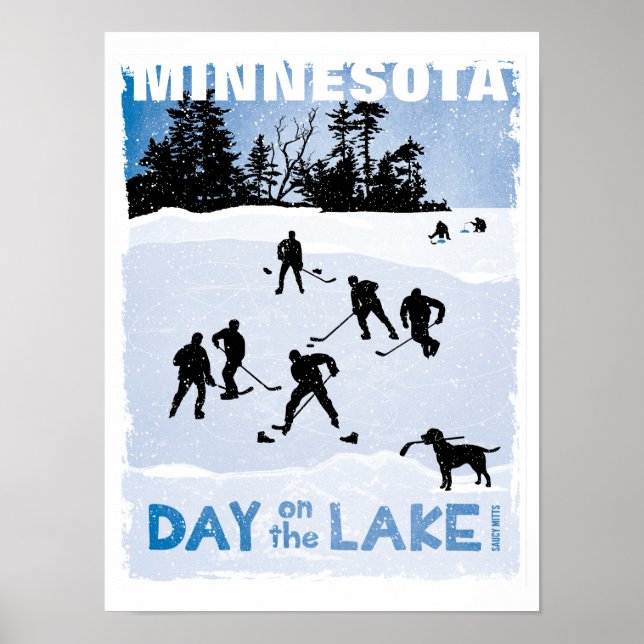 Poster Journée de hockey du Minnesota sur le lac Pond Hoc (Devant)