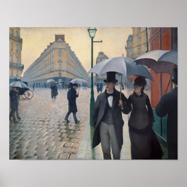 Poster Journée de la Pluie de Paris par Gustave Caillebot (Devant)