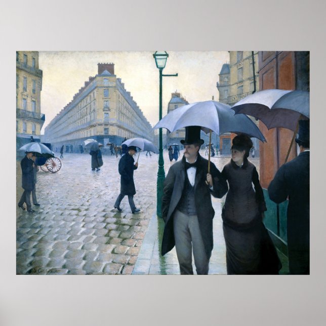 Poster Journée de la Pluie de Paris par Gustave Caillebot (Devant)