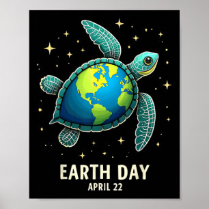 Poster Journée de la Terre 2025 Restaurer la Terre Tortue