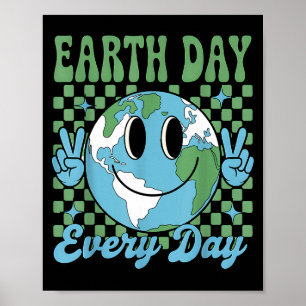 Poster Journée de la Terre tous les jours drôle hippie an