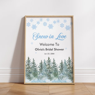 Poster Journée de mariage sous la neige de pin d'hiver 
