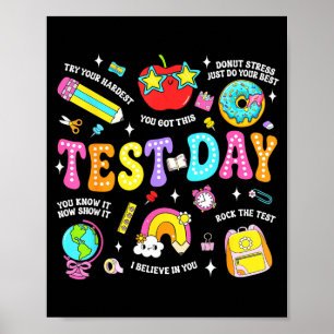 Poster Journée de test mignonne professeur élève école ba