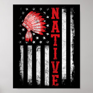 Poster Journée des Amérindiens Drapeau États-Unis Cheroke
