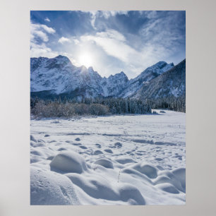 Poster Journée hivernale ensoleillée au lac gelé de Fusin