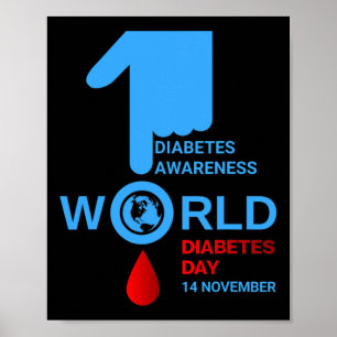 Poster Journée mondiale du diabète 2023 Type 1 Type 2 Dia