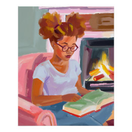 Poster Journées de lecture cosy : Afro Girl dans un cadre