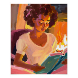 Poster Journées de lecture cosy : Afro Girl dans un cadre