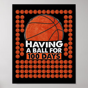 Poster Jours De Basketball Scolaire 100E Jour Ballons Pou