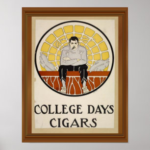 Poster Jours de collège Cigars Vintage Homme Cercle Ad