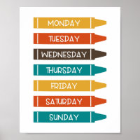 Jours de la semaine Nursery Wall Art
