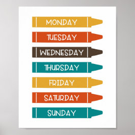 Poster Jours de la semaine Nursery Wall Art