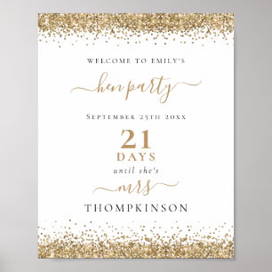 Poster Jours de paillettes dorées jusqu'à Mme Nom Bienven