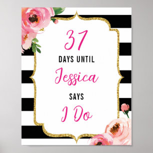 Poster Jours de Réception de Mariage Florale Jusqu'à Mon 
