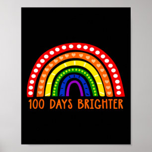 Poster Jours Plus Brighter Enseignant Amusant 100e Jour D