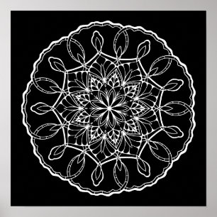 Poster Jovely Mandala Black Arrière - plan Coloring Poste