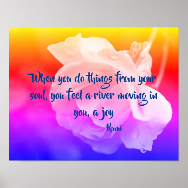 Poster Joy Of The Soul Rose Inspirational Citation (Devant)