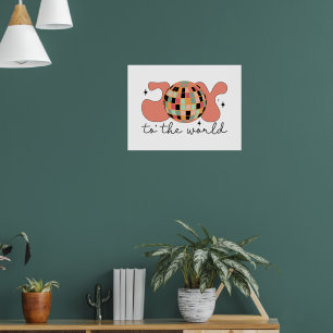 Poster Joy to the World Christmas Disco Ball