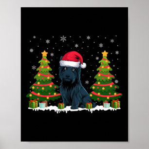 Poster Joyau de Noël Eclairage Chien écossais Santa Hat N