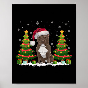 Poster Joyau des arbres de Noël Pitbull Chien Santa Chape
