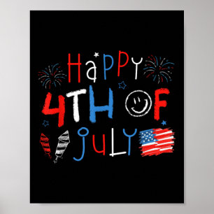 Poster Joyeuse 4 juillet Chemises Enfants Patriotique Amé