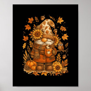 Poster Joyeuse Chute à Tous Gnome Citrouille Automne Acti