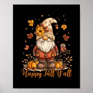 Poster Joyeuse Chute à Tous Gnome Citrouille Automne Acti