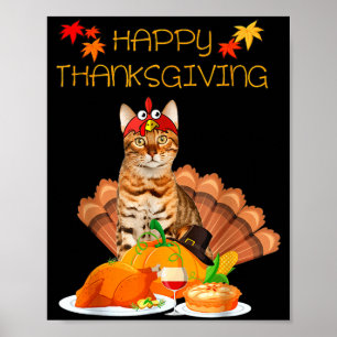 Poster Joyeuse fête d'Action de grâce Bengal Chat Cadeau