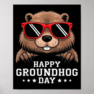 Poster Joyeuse Fête De La Marmotte Amoureux Des Animaux H