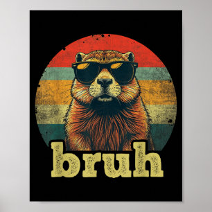 Poster Joyeuse fête de la marmotte Bruh Mème Marmotte Ado