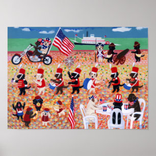 Poster Joyeuse Fête de l'Indépendance Labradors