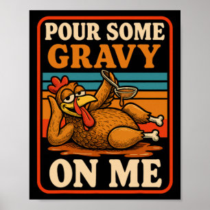 Poster Joyeuse fête de Thanksgiving Versez de la sauce su