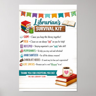 Poster Joyeuse fête des bibliothécaires scolaires   Merci
