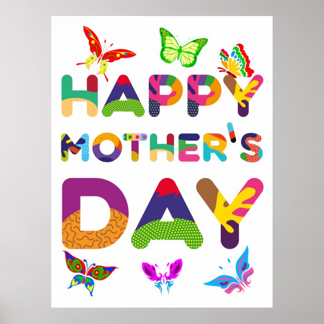 Poster Joyeuse fête des mères colorée (Devant)