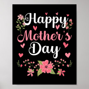 Poster Joyeuse fête des mères maman mignonne Florale femm