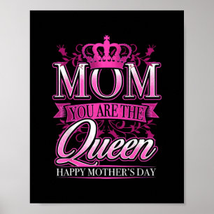 Poster Joyeuse Fête des mères Maman Tu es la reine rose