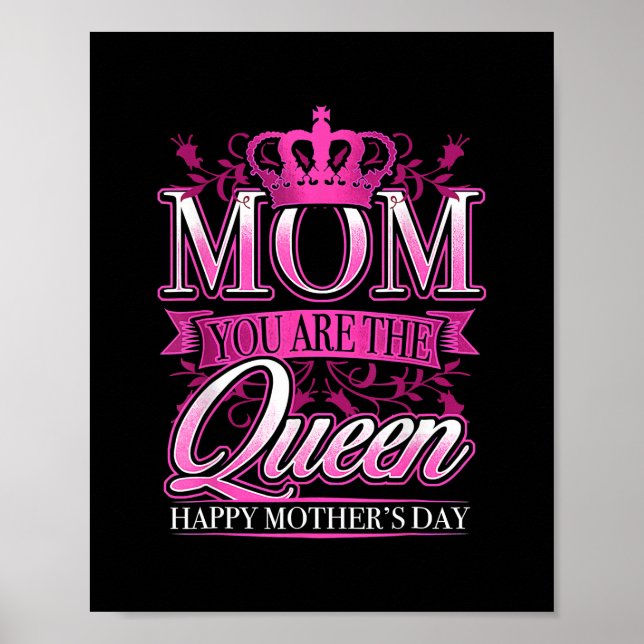Poster Joyeuse Fête des mères Maman Tu es la reine rose (Devant)