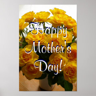 Poster Joyeuse fête des mères Roses jaunes