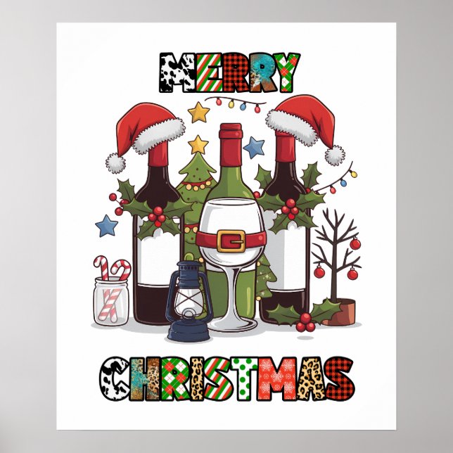 Poster Joyeuse fête du vin de Noël (Devant)