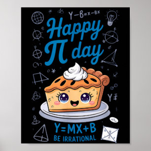 Poster Joyeuse Fête Pi Mignonne Tarte Drôle Prof De Maths